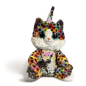 Sequin Rainbow Stuffed Unicorn Cat